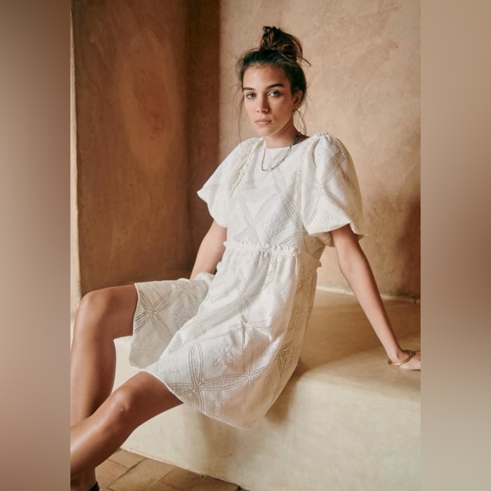 Sezane Livy, White Lace Mini Dress